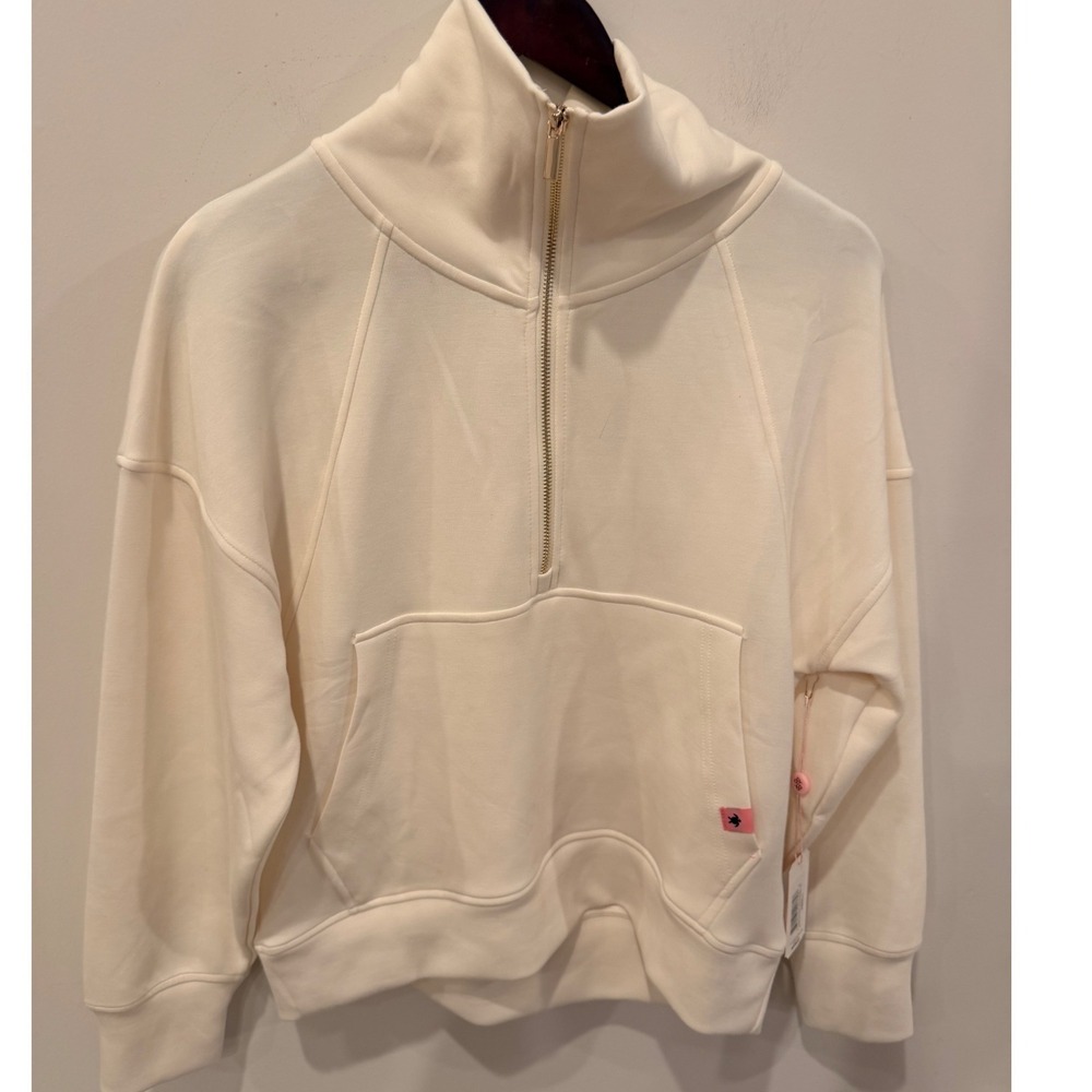 Simply Southern Pearl White Half Zip Raglan Pullover‎ Sweatshirt Womens XS NWT